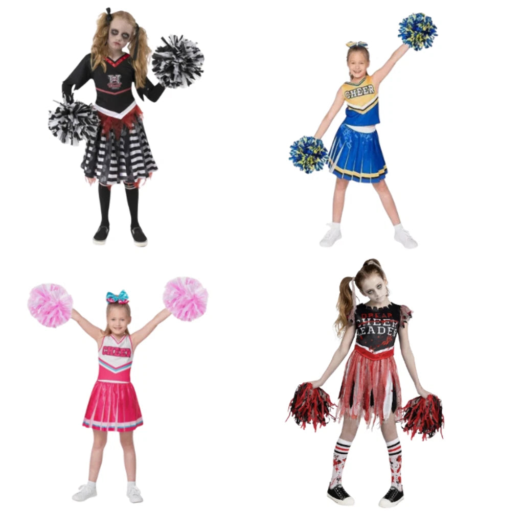 Kids Cheerleader costume 4 STYLES Halloween Dress-up Cosplay Pretend