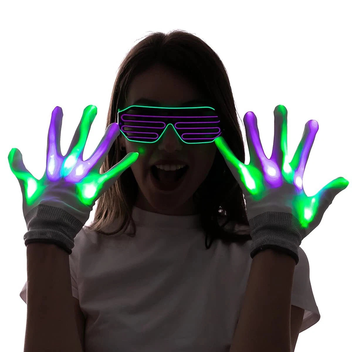 LED Gloves & Light Up GlassesHalloween Costume / Party