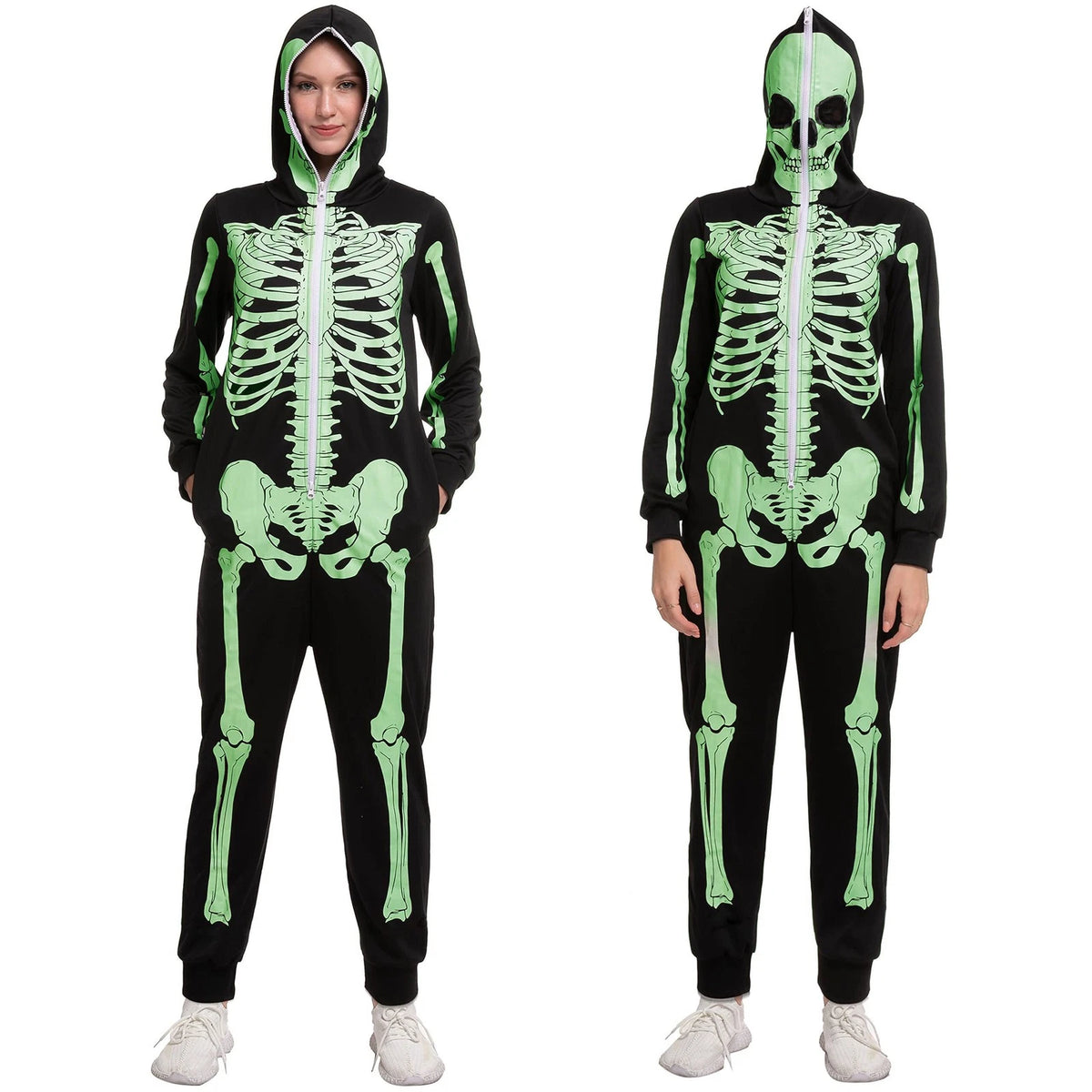 Adult Skeleton Glow in the Dark jumpsuit Pajama Halloween Cosplay Costume