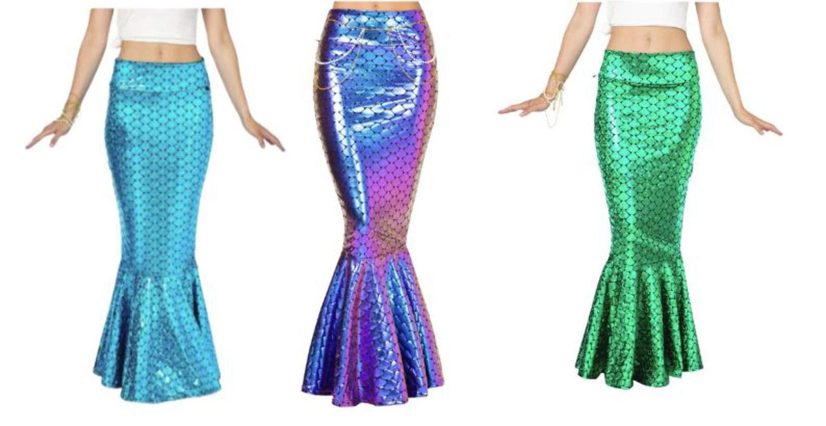 Adult Metallic Hologram Shiny Mermaid Skirt Costume Halloween
