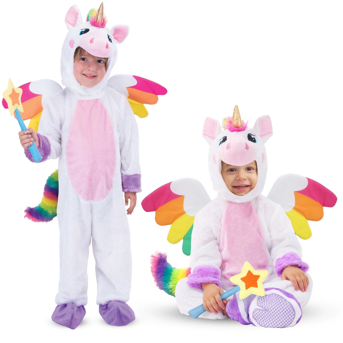 Baby & kids Unicorn Costume w / Wings & Wand for Halloween, Dress-Up, Cosplay