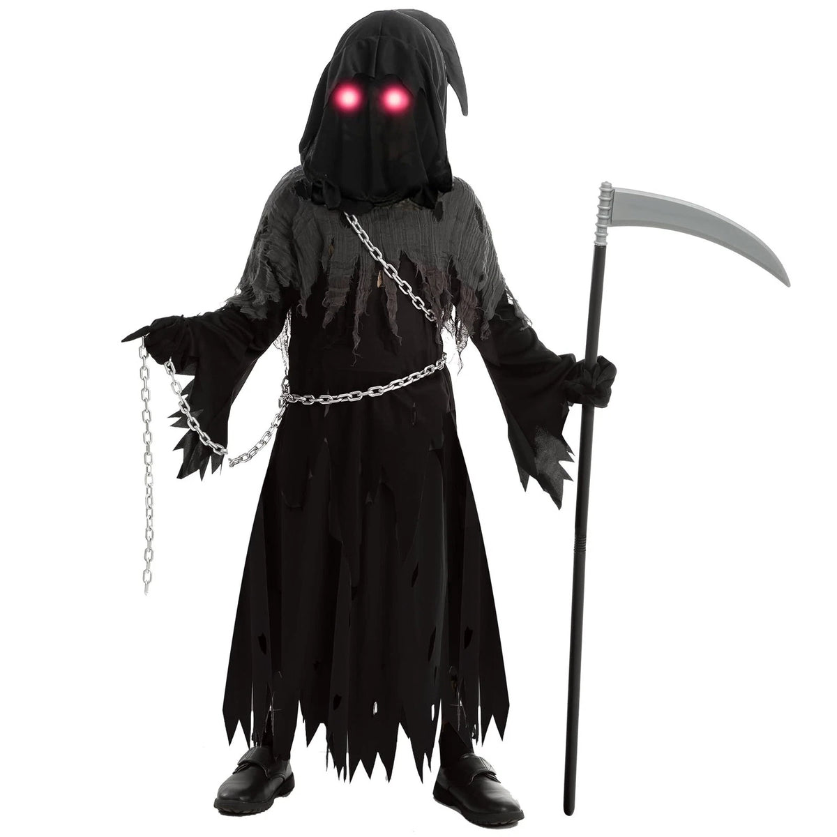 Glowing Eyes Grim Reaper Demon Phantom costume Adult & childs sizes