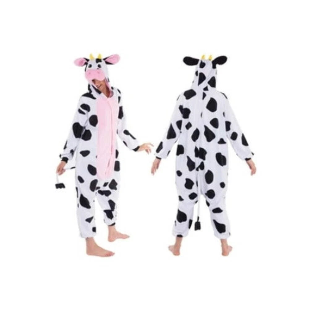 Adult & Kids Cow Pajama Plush jumpsuit One Piece Animal Costume