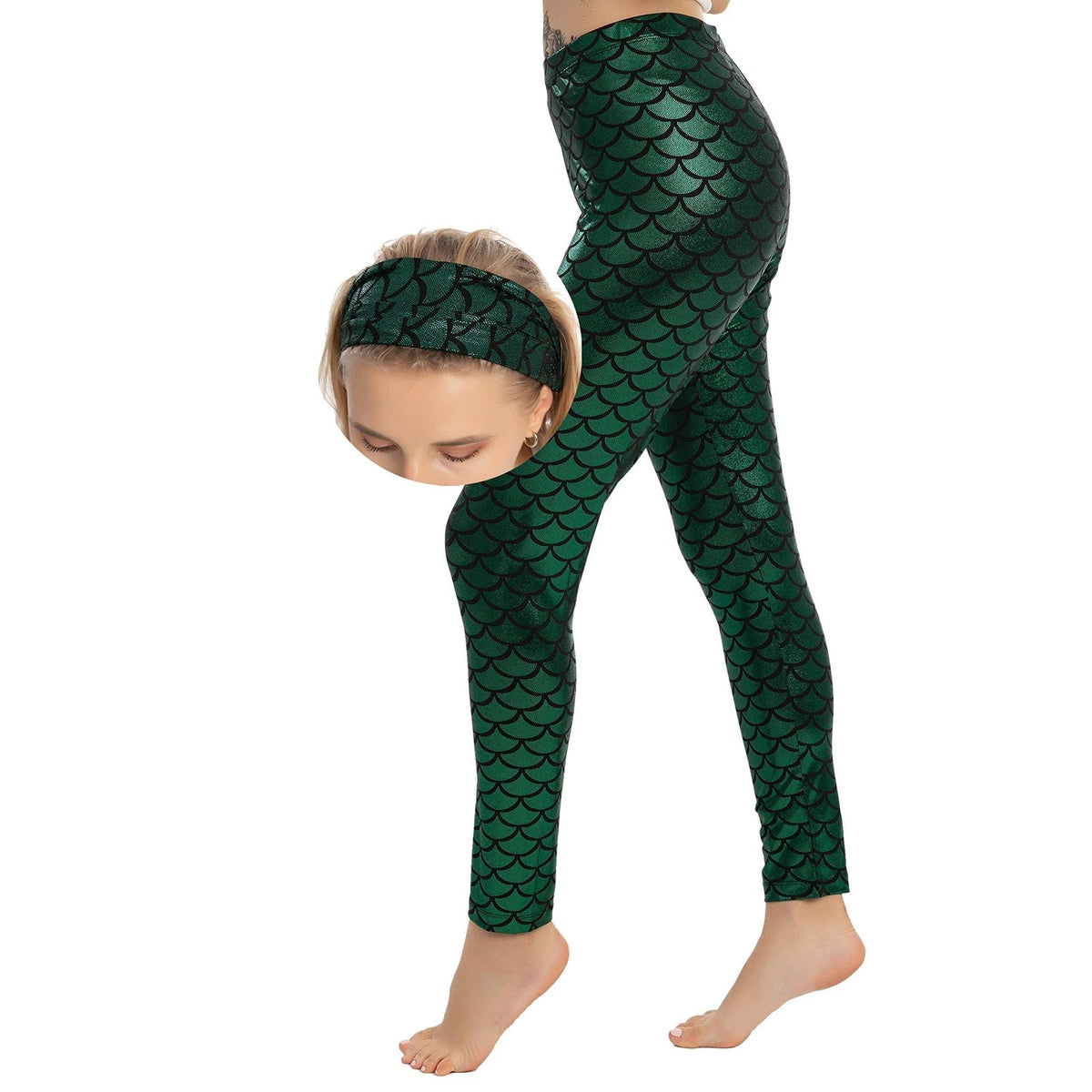 2 Pcs Mermaid Leggings & Headband Women Halloween Cosplay Costume - Adult XL