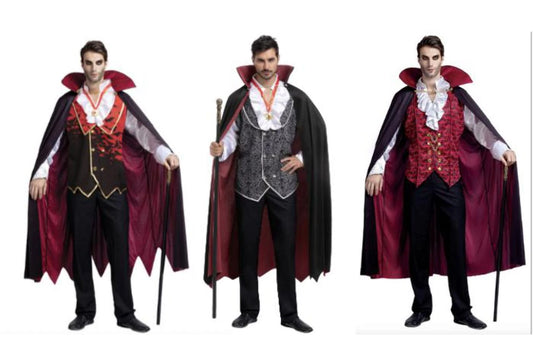 Mens Renaissance Medieval Dracula Vampire 3 STYLES Halloween Cosplay Costume