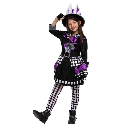 Girl Dark Mad hatter Alice in Wonderland Halloween Costume