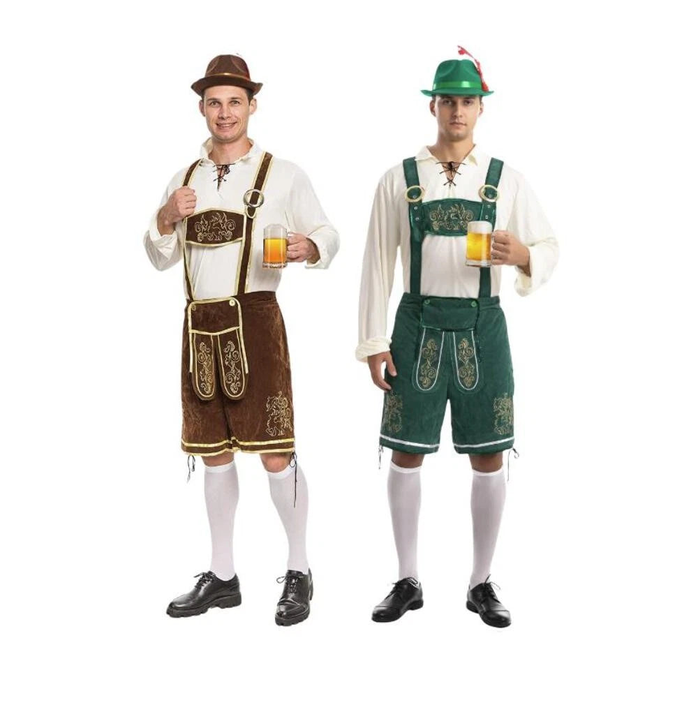 Men German Bavarian Oktoberfest lederhosen Grinch Halloween Cosplay Costume
