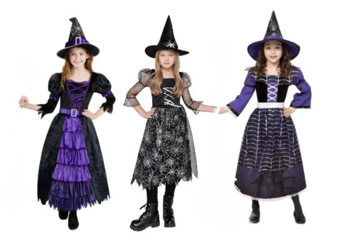 Girls Spider Witch Costume 3 STYLES Halloween Cosplay Dress-Up