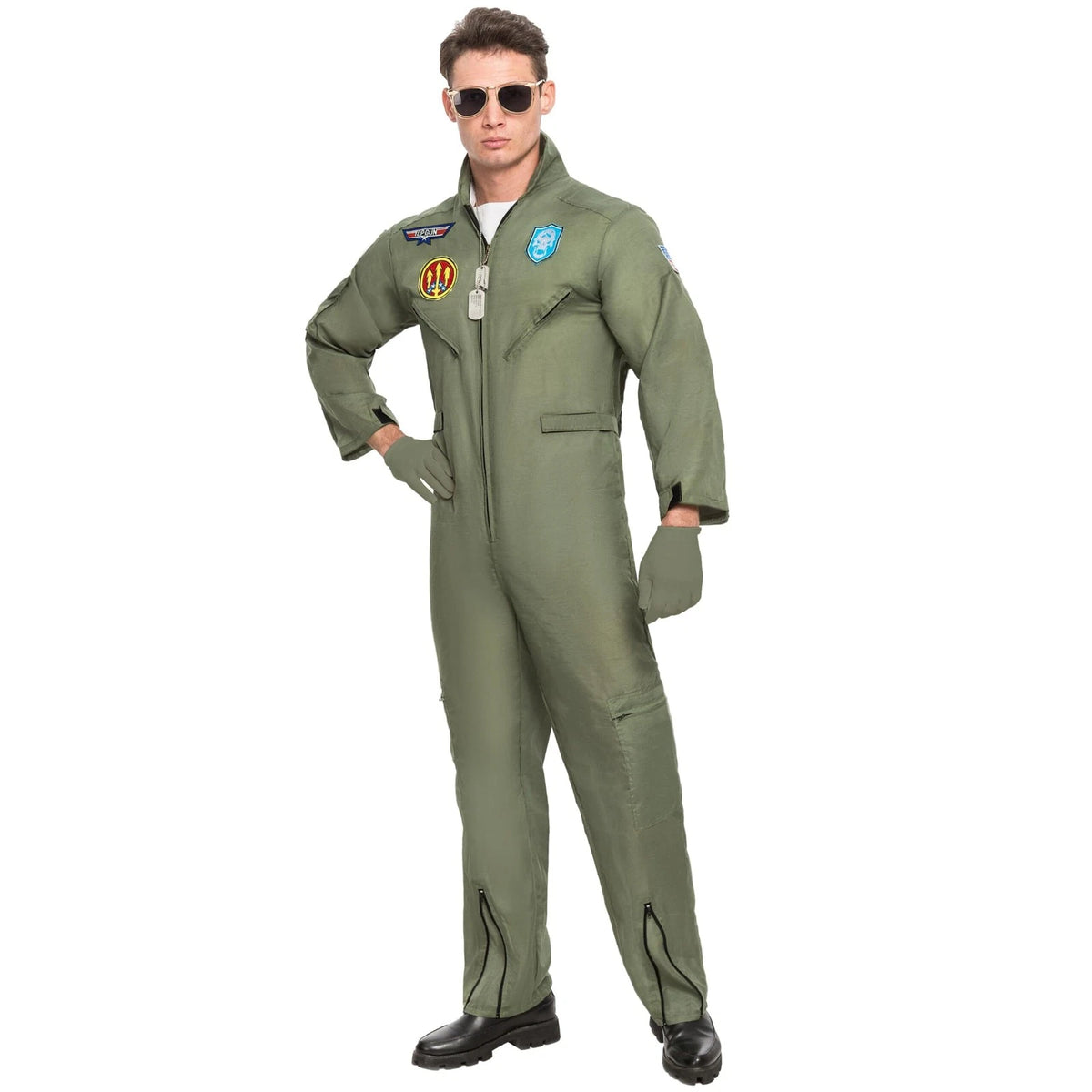 Men’s Top Gun Flight Fighter Pilot Costume w / Access Halloween Cosplay