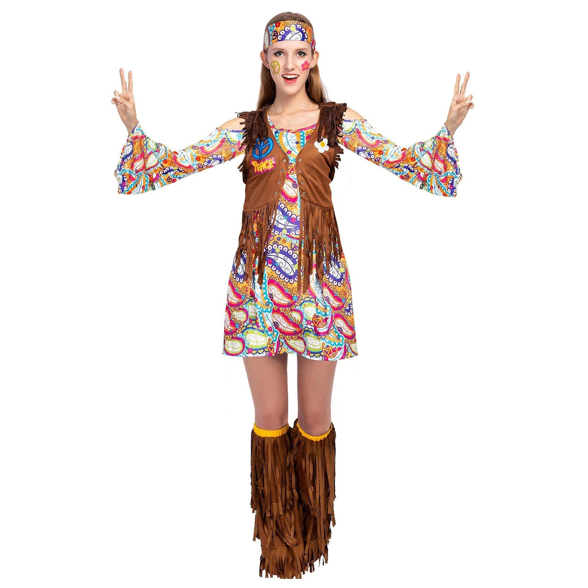 Hippie Peace Love 60s / 70s Costume for Women Halloween Dress-Up Cosplay